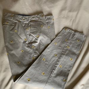 Talbots weekend chinos. Khaki with yellow butterflies. Size 6